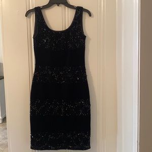 Black sequin and velvet party dress